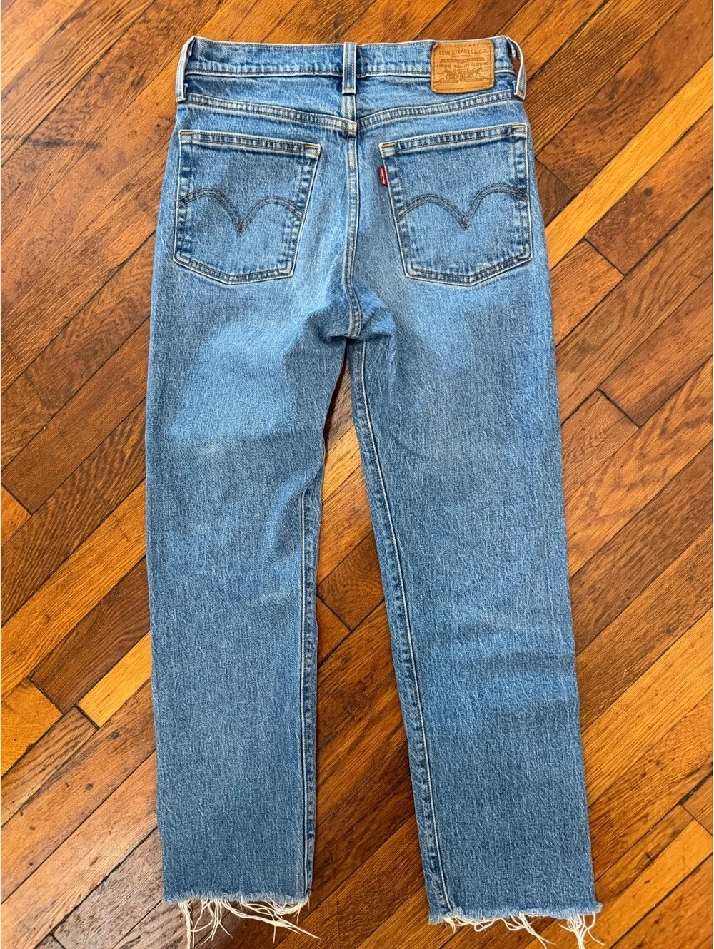 Levi's Wedgie Straight Jeans, Button Fly, Raw Hem, Size 26
